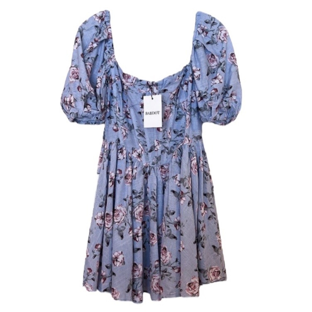 Bardot Kiah Purple Romantic Corset Boho Formal Mini Dress in Rose Floral S/4 NWT